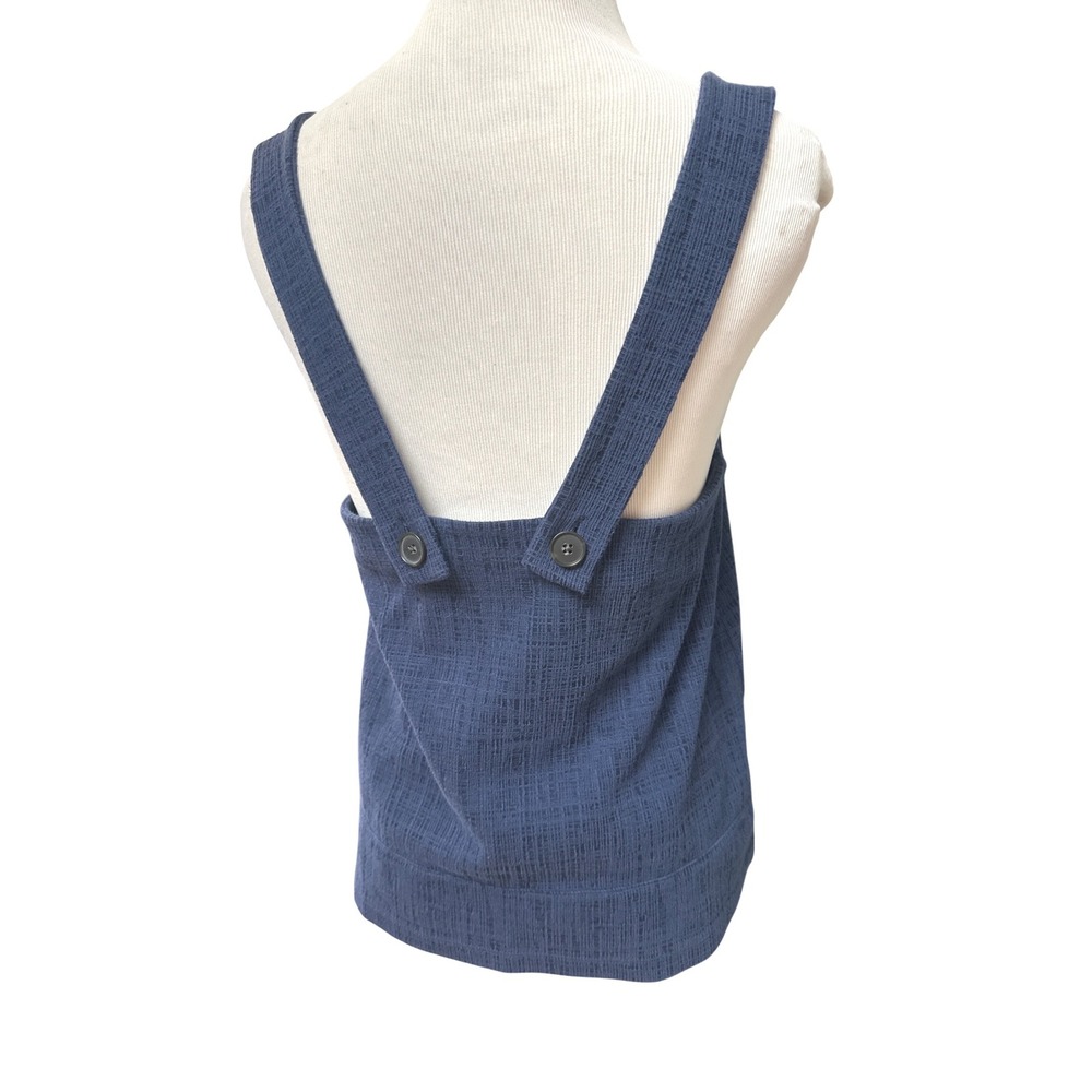 Madewell Navy Blue Textured Apron Tank Top Square Neck Button Back Small - Picture 4 of 6